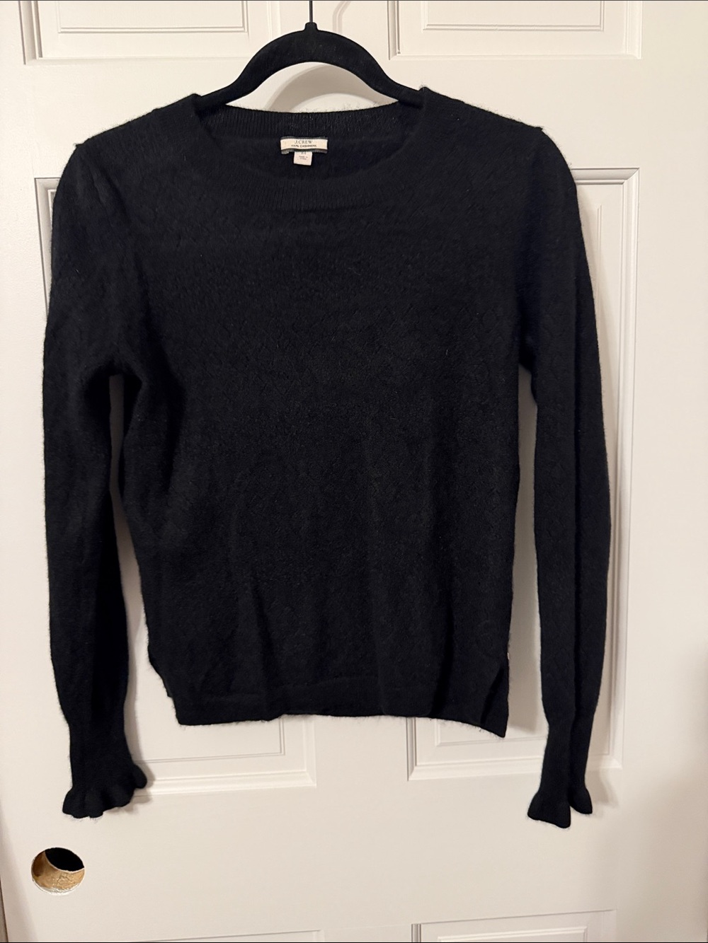 J. Crew Black Crewneck Sweater - 100% cashmere Lightweight Classic